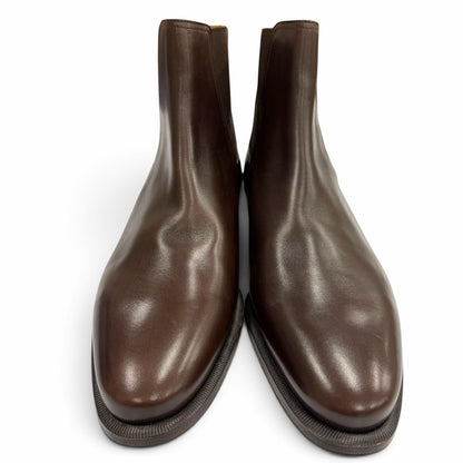 Hermes Leather Side Gore Chelsea Boots Short Dark Brown — view 3