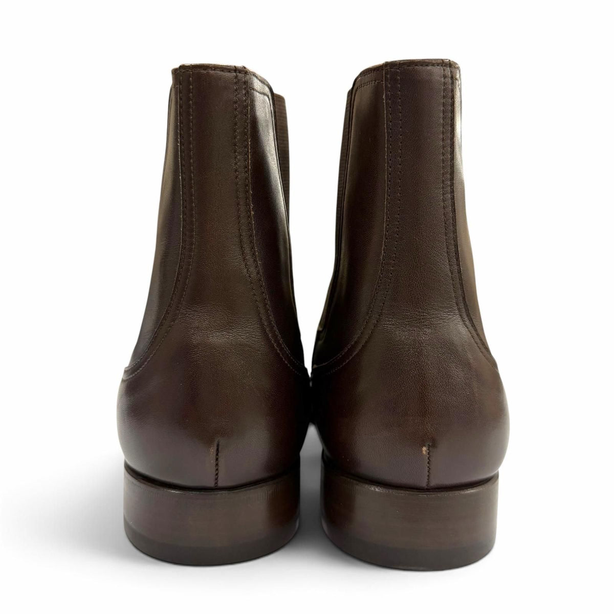 Hermes Leather Side Gore Chelsea Boots Short Dark Brown — view 4