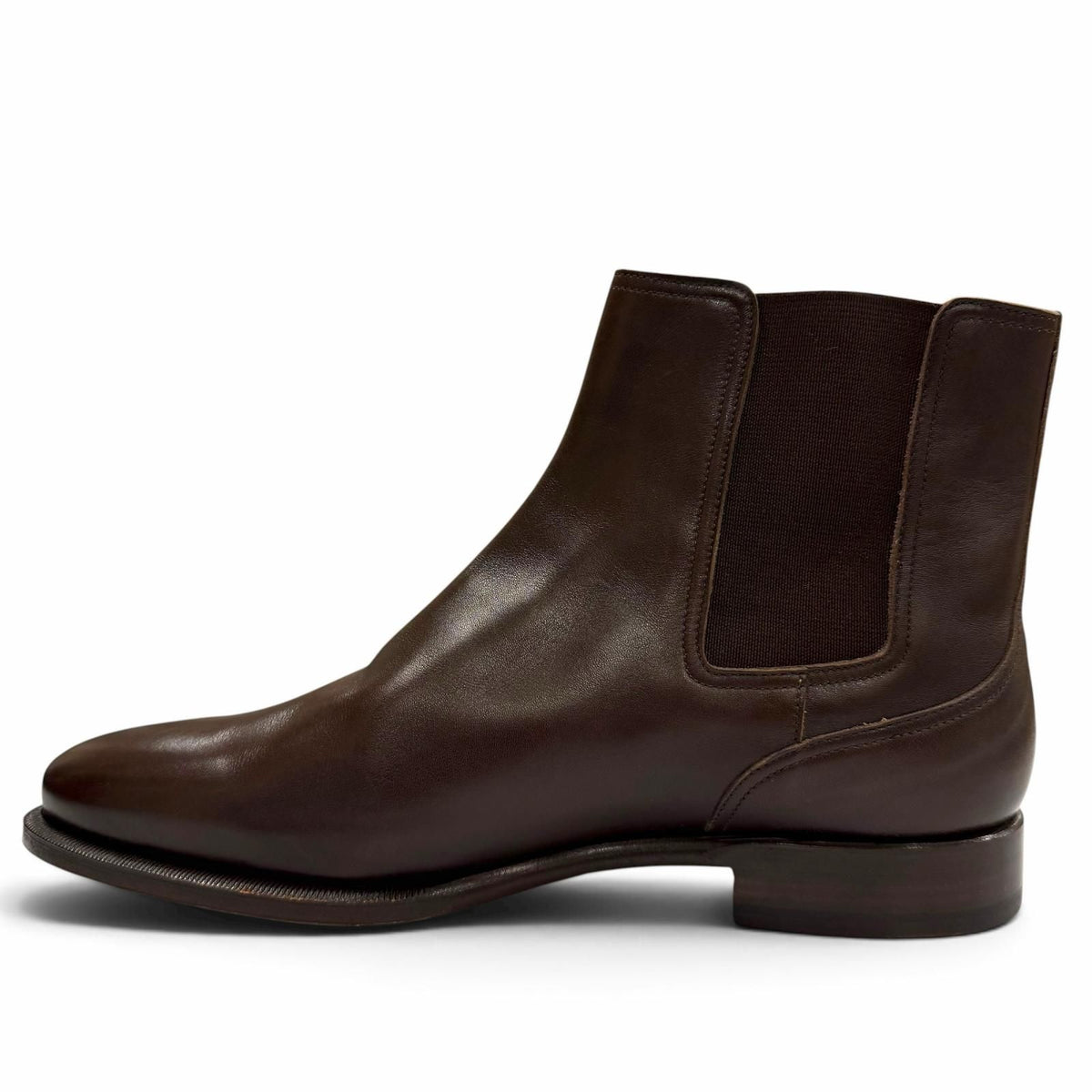 Hermes Leather Side Gore Chelsea Boots Short Dark Brown — view 6