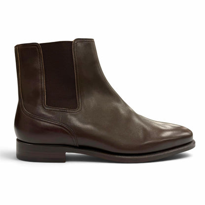 Hermes Leather Side Gore Chelsea Boots Short Dark Brown — view 7