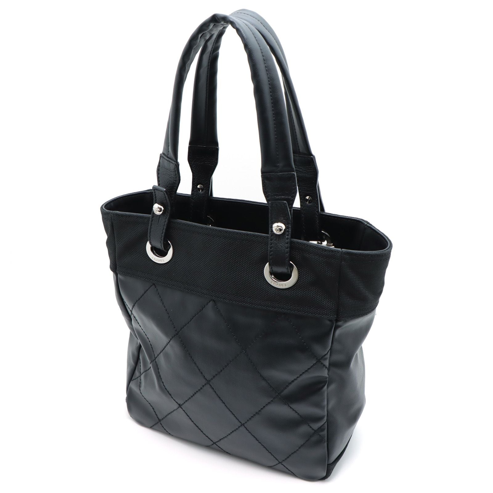 Chanel Paris Biarritz Tote Bag PM Black Silver — view 2