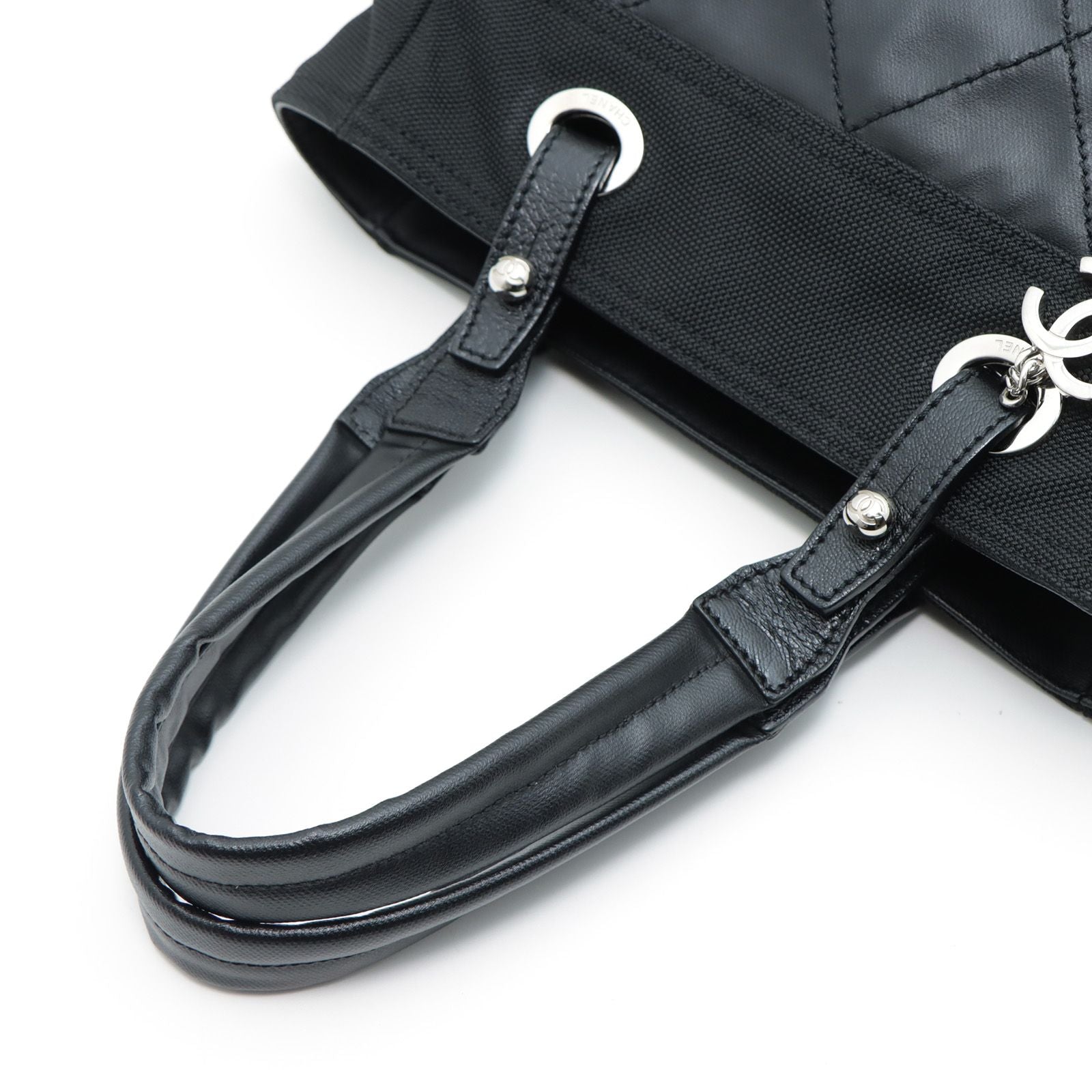 Chanel Paris Biarritz Tote Bag PM Black Silver — view 4