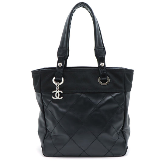 Chanel Paris Biarritz Tote Bag PM Black Silver