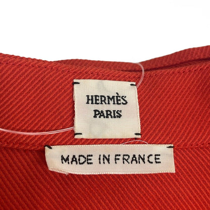 Hermes Dress S Orange V-neck Short Sleeve Long — view 3