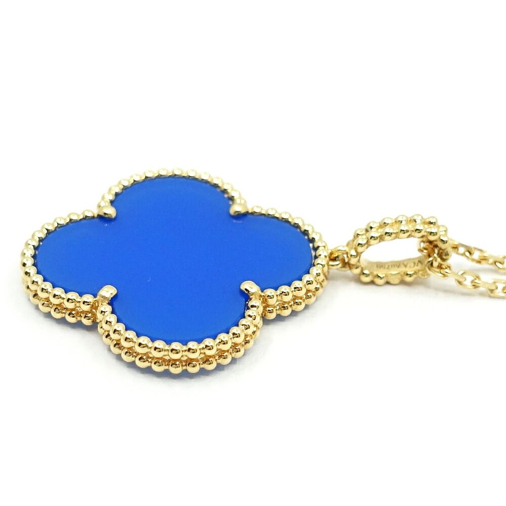 Van Cleef & Arpels 18k Yellow Gold Magic Alhambra Long Necklace Blue Agate — view 5