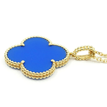 Van Cleef & Arpels 18k Yellow Gold Magic Alhambra Long Necklace Blue Agate — view 5