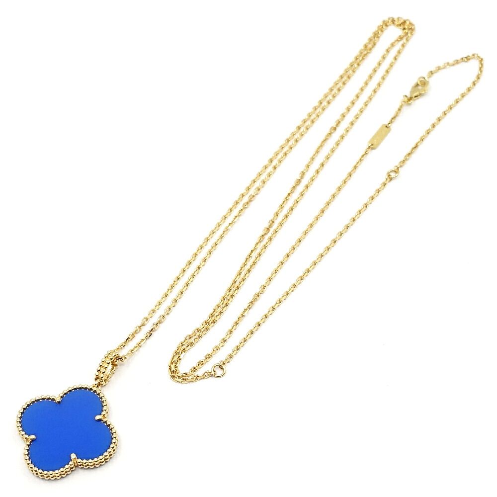 Van Cleef & Arpels 18k Yellow Gold Magic Alhambra Long Necklace Blue Agate — view 3