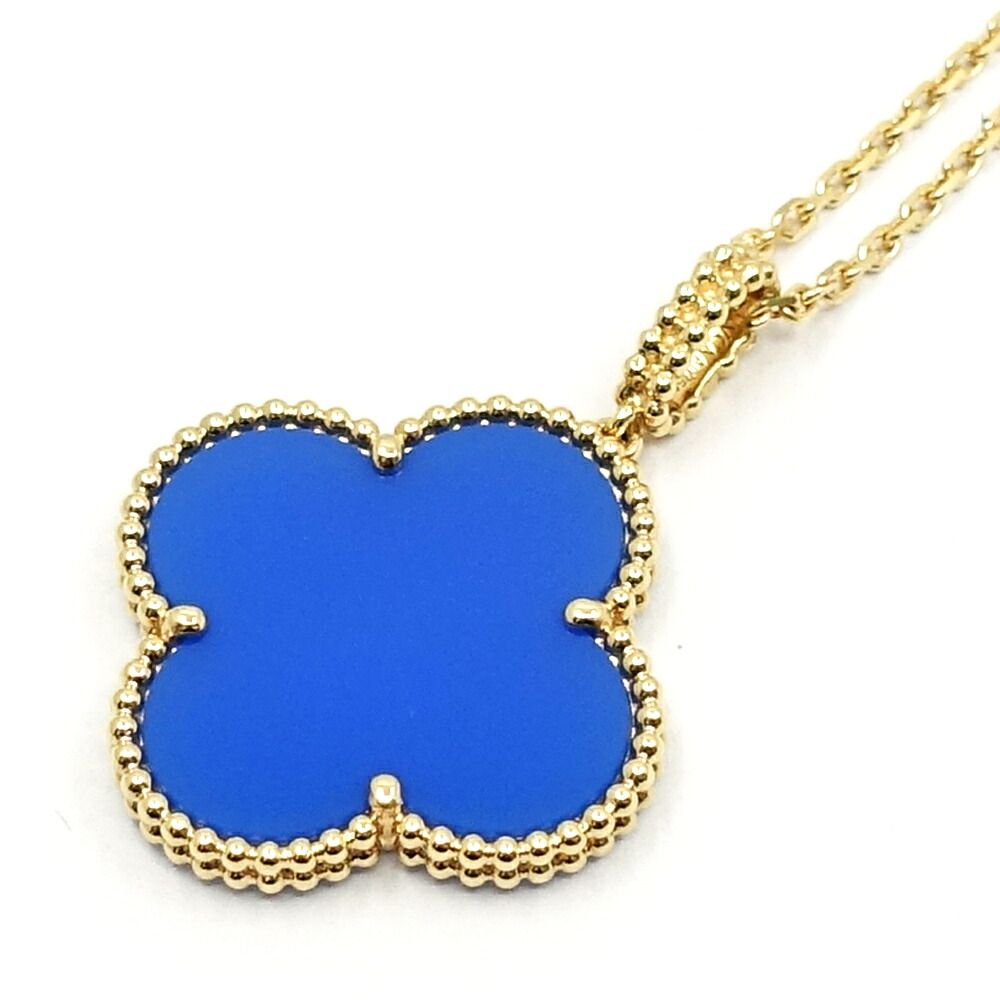 Van Cleef & Arpels 18k Yellow Gold Magic Alhambra Long Necklace Blue Agate — view 4