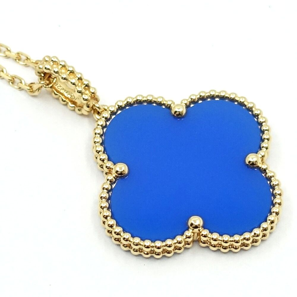 Van Cleef & Arpels 18k Yellow Gold Magic Alhambra Long Necklace Blue Agate — view 8