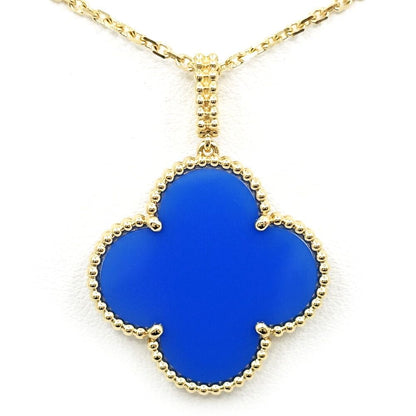 Van Cleef & Arpels 18k Yellow Gold Magic Alhambra Long Necklace Blue Agate