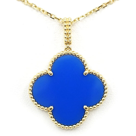 Van Cleef & Arpels 18k Yellow Gold Magic Alhambra Long Necklace Blue Agate