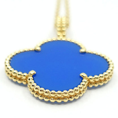 Van Cleef & Arpels 18k Yellow Gold Magic Alhambra Long Necklace Blue Agate — view 6