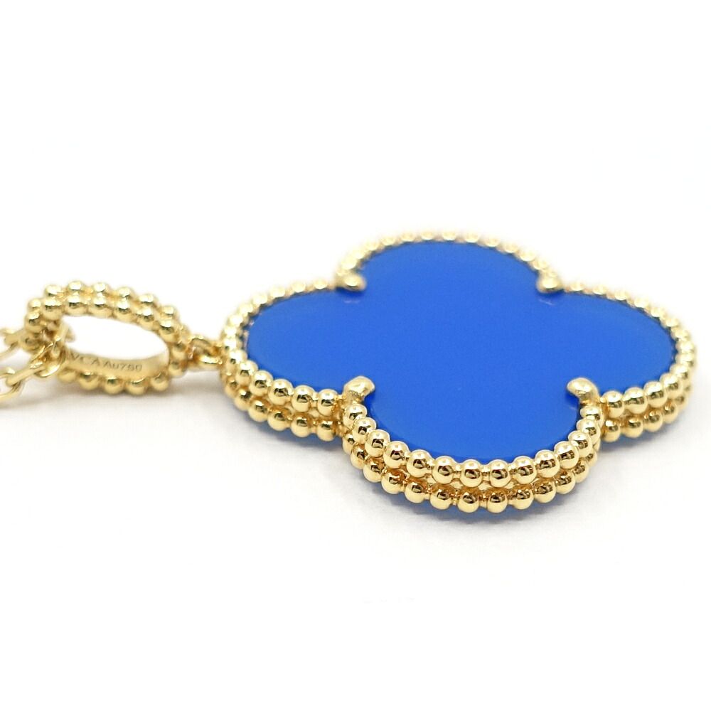 Van Cleef & Arpels 18k Yellow Gold Magic Alhambra Long Necklace Blue Agate — view 7