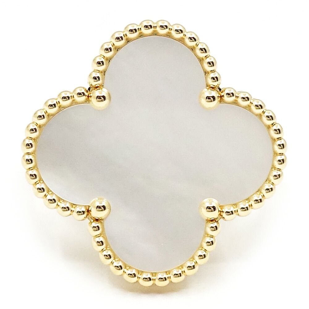 Van Cleef & Arpels 18k Yellow Gold Magic Alhambra Mop White Butterfly Shell Ring