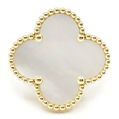 Van Cleef & Arpels 18k Yellow Gold Magic Alhambra Mop White Butterfly Shell Ring