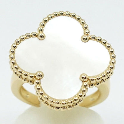 Van Cleef & Arpels 18k Yellow Gold Magic Alhambra Mop White Butterfly Shell Ring — view 2