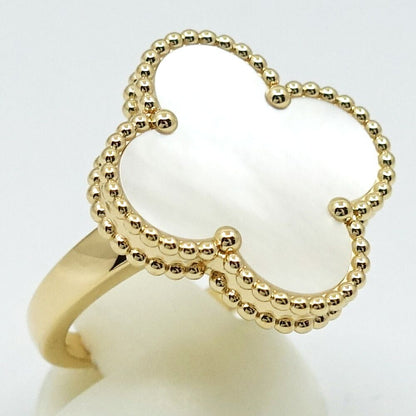 Van Cleef & Arpels 18k Yellow Gold Magic Alhambra Mop White Butterfly Shell Ring — view 3