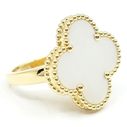 Van Cleef & Arpels 18k Yellow Gold Magic Alhambra Mop White Butterfly Shell Ring — view 5