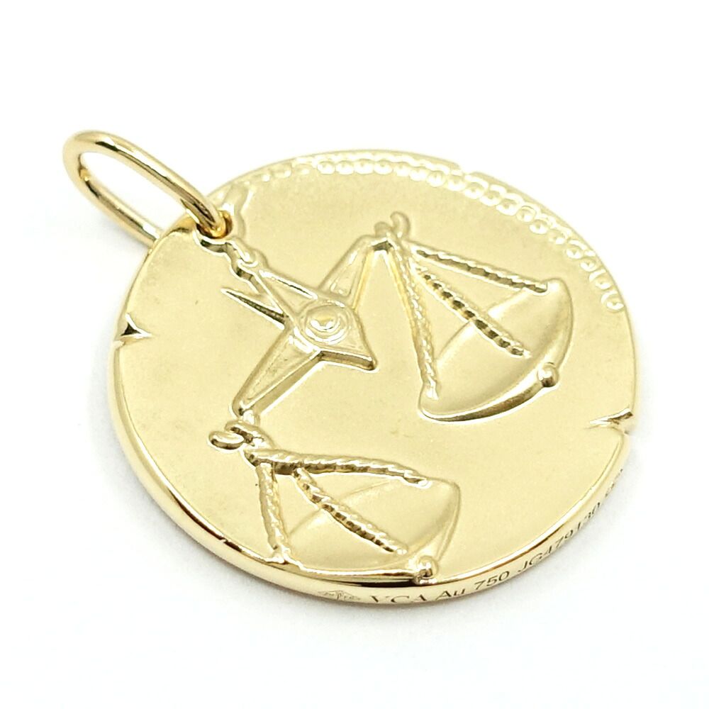 Van Cleef & Arpels 18k Yellow Gold Zodiac Medal Librae Pendant Libra Coin — view 5