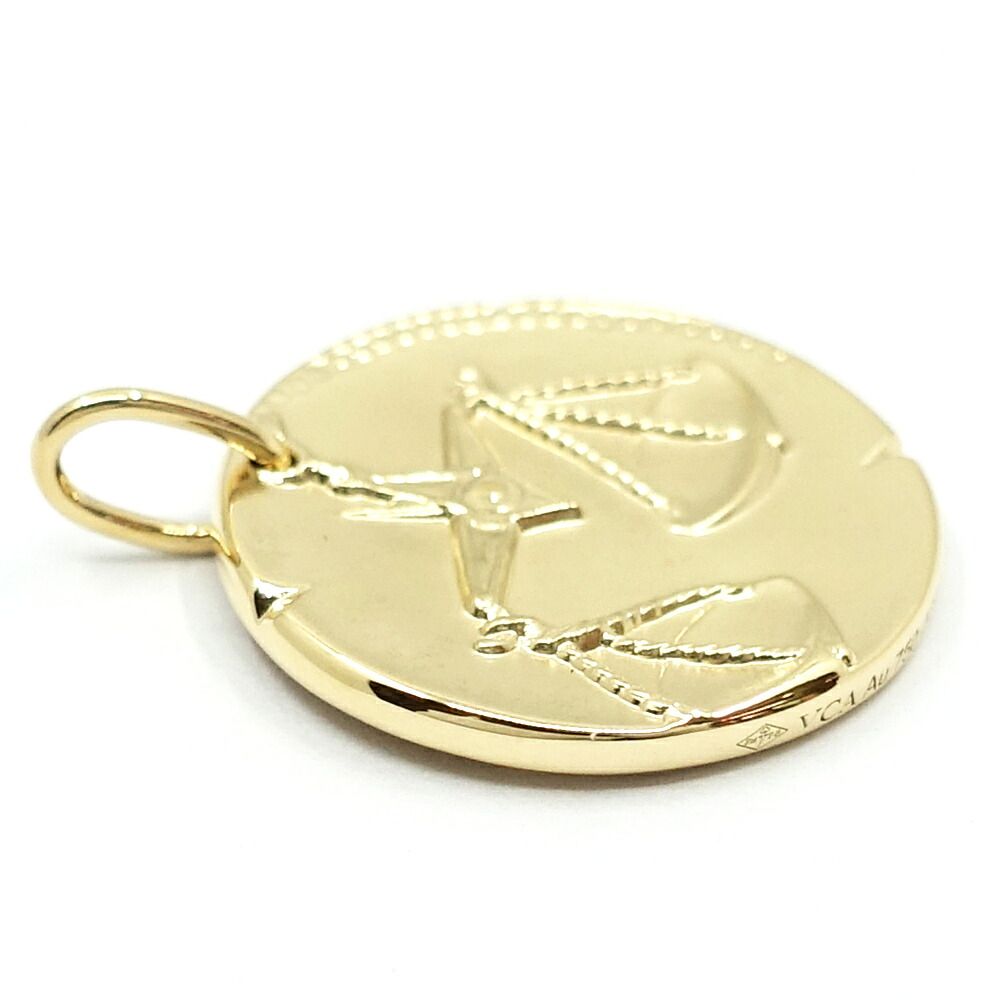 Van Cleef & Arpels 18k Yellow Gold Zodiac Medal Librae Pendant Libra Coin — view 4