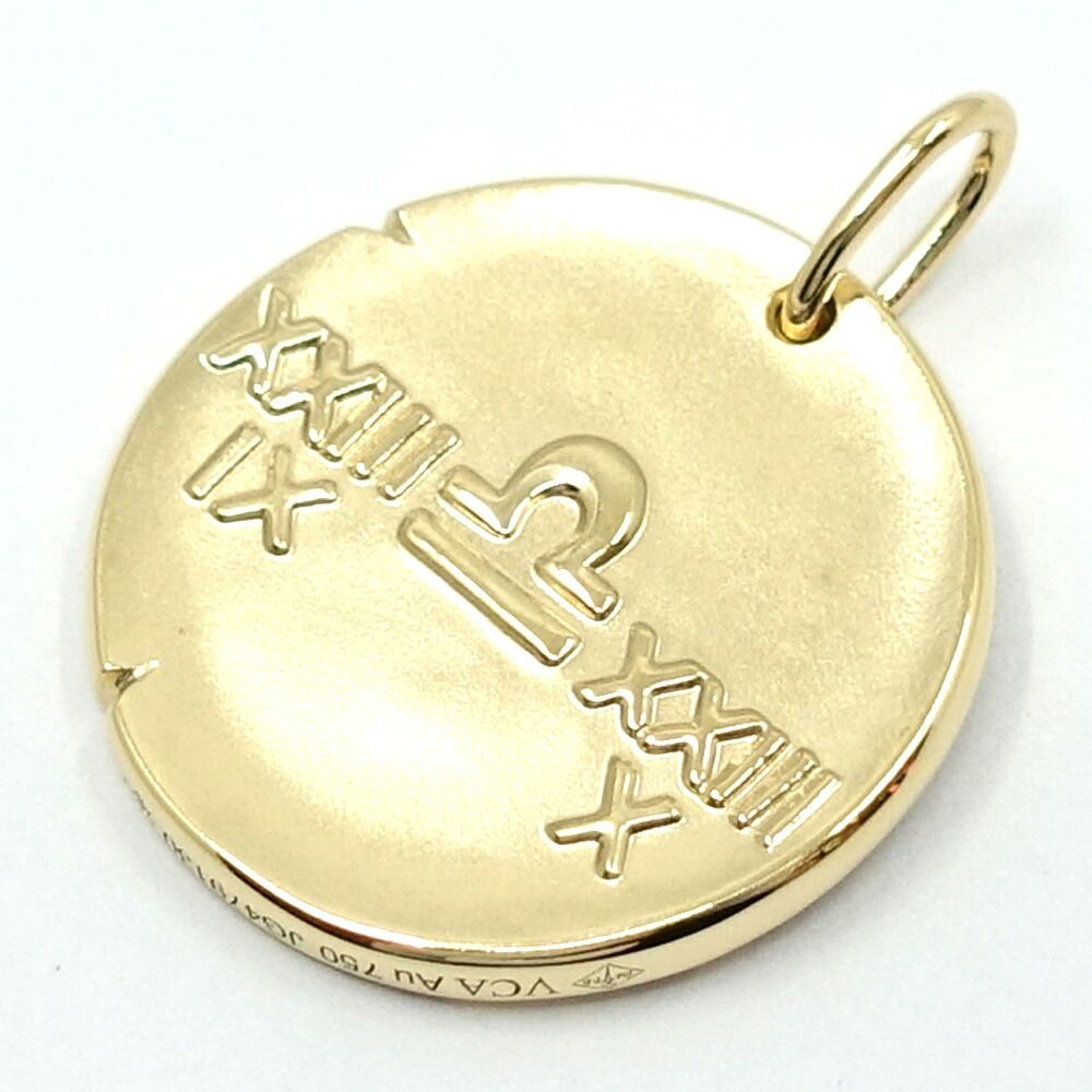 Van Cleef & Arpels 18k Yellow Gold Zodiac Medal Librae Pendant Libra Coin — view 2