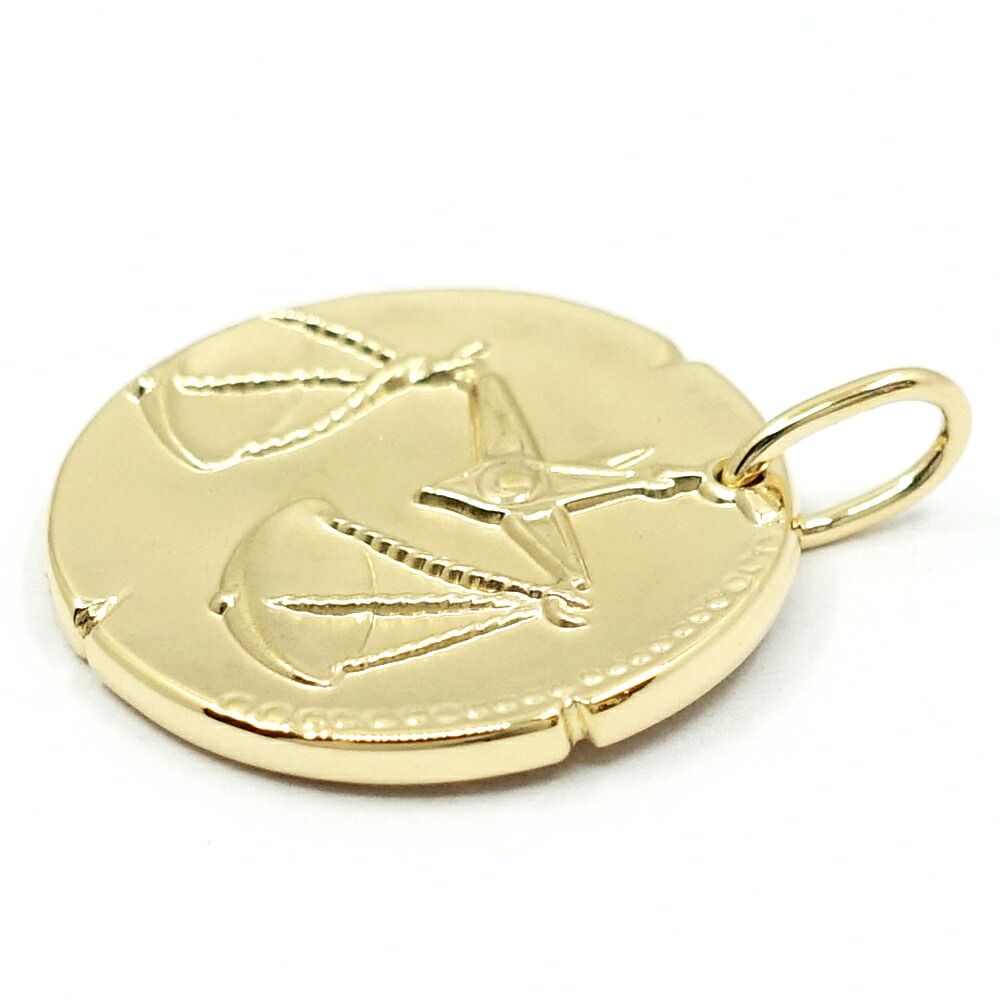 Van Cleef & Arpels 18k Yellow Gold Zodiac Medal Librae Pendant Libra Coin — view 3