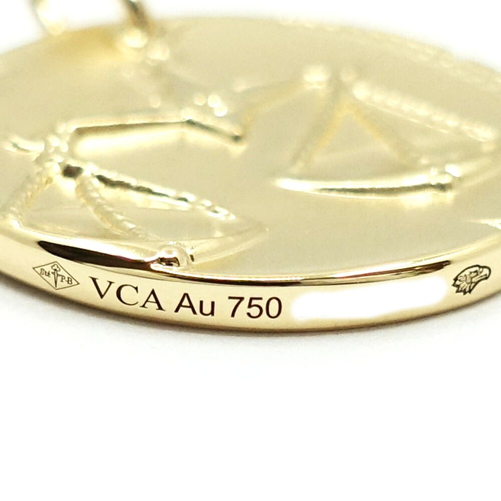 Van Cleef & Arpels 18k Yellow Gold Zodiac Medal Librae Pendant Libra Coin — view 6