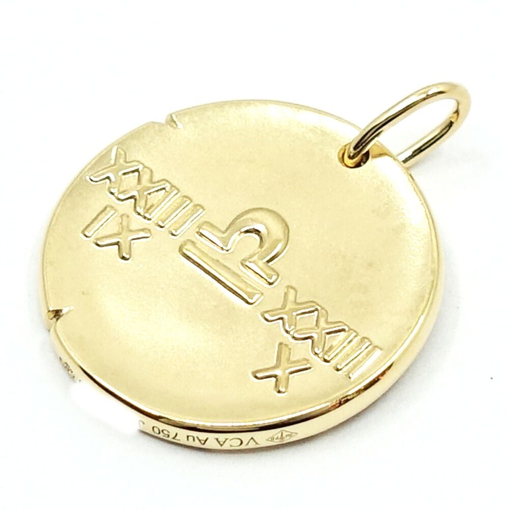 Van Cleef & Arpels 18k Yellow Gold Zodiac Medal Librae Pendant Libra Coin — view 8