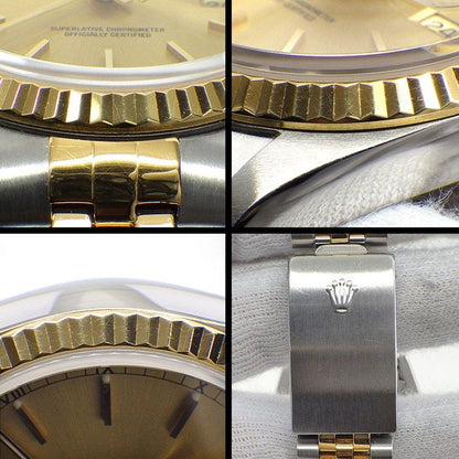 Rolex Watch Datejust Sunray Champagne Gold Color Dial Date 18k Yellow SS — view 8