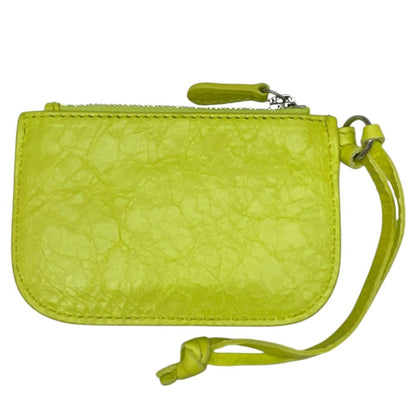 Balenciaga Coin Purse Wallet Pouch Charm Leather Yellow Compact Business — view 2