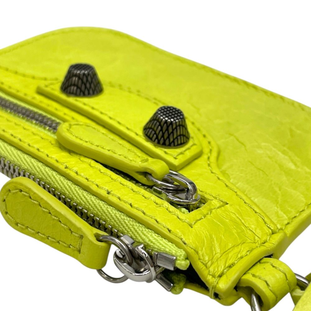 Balenciaga Coin Purse Wallet Pouch Charm Leather Yellow Compact Business — view 3