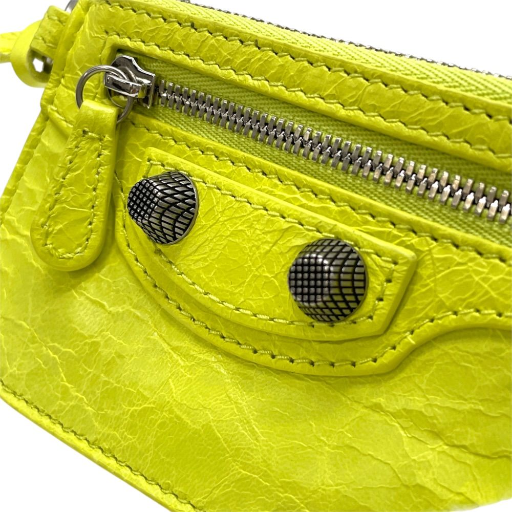 Balenciaga Coin Purse Wallet Pouch Charm Leather Yellow Compact Business — view 5