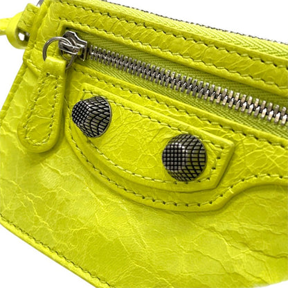 Balenciaga Coin Purse Wallet Pouch Charm Leather Yellow Compact Business — view 5