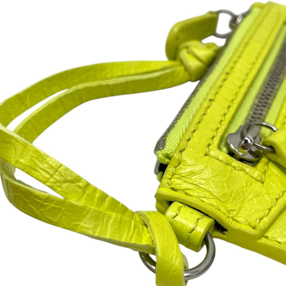 Balenciaga Coin Purse Wallet Pouch Charm Leather Yellow Compact Business — view 8