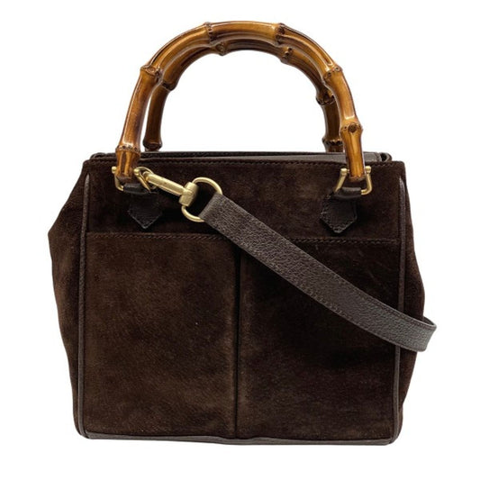 Gucci Bamboo Handbag Suede 000