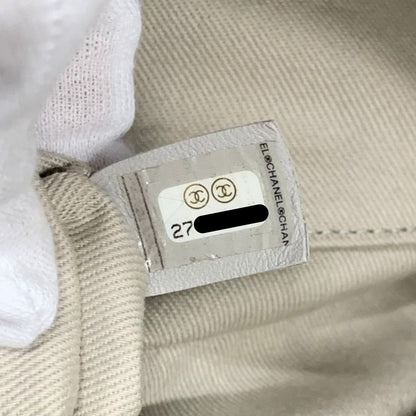 Chanel Tote Shoulder Bag Gray Gold Quilted CC Logo Turnlock — view 7