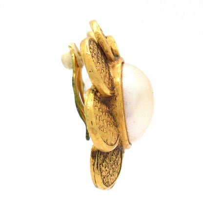 Chanel Earrings Ivory Gold Flower — view 2