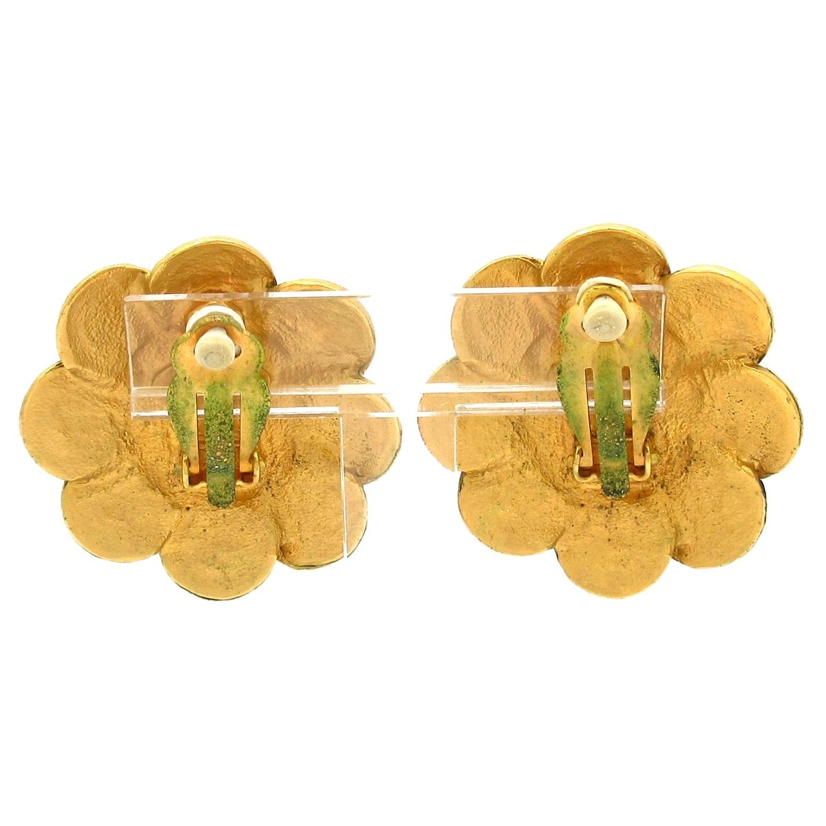 Chanel Earrings Ivory Gold Flower — view 3