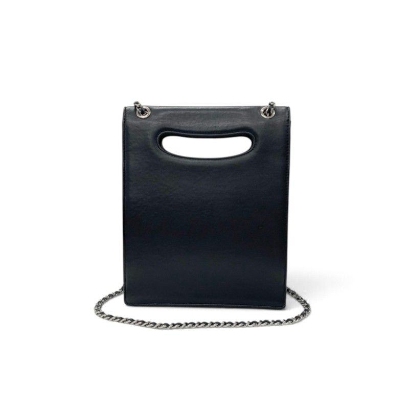 Chanel Shoulder Bag Black Silver Delivery Cutout Handle CC Logo Quilted Chain — view 3