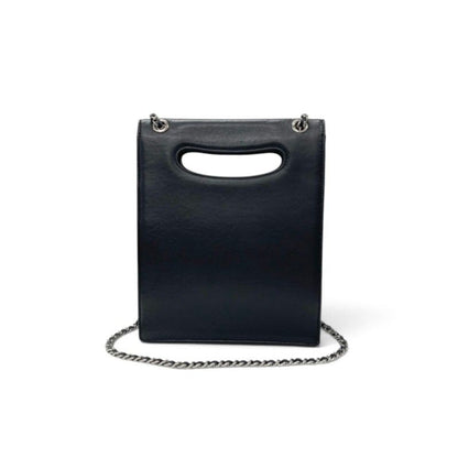 Chanel Shoulder Bag Black Silver Delivery Cutout Handle CC Logo Quilted Chain — view 3