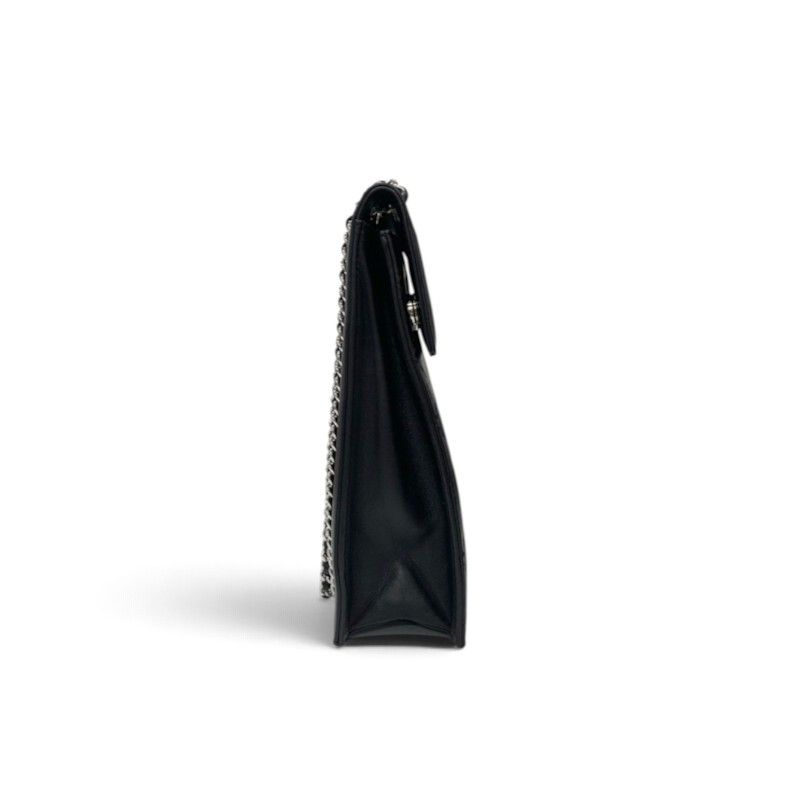 Chanel Shoulder Bag Black Silver Delivery Cutout Handle CC Logo Quilted Chain — view 2