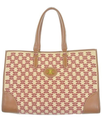 Celine Triomphe Embroidered Horizontal Cabas Tote Bag Ivory