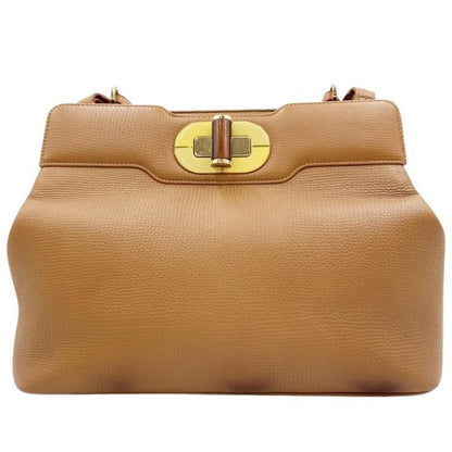 Bvlgari Handbag Isabella Rossellini Beige Leather 2-Way Gold