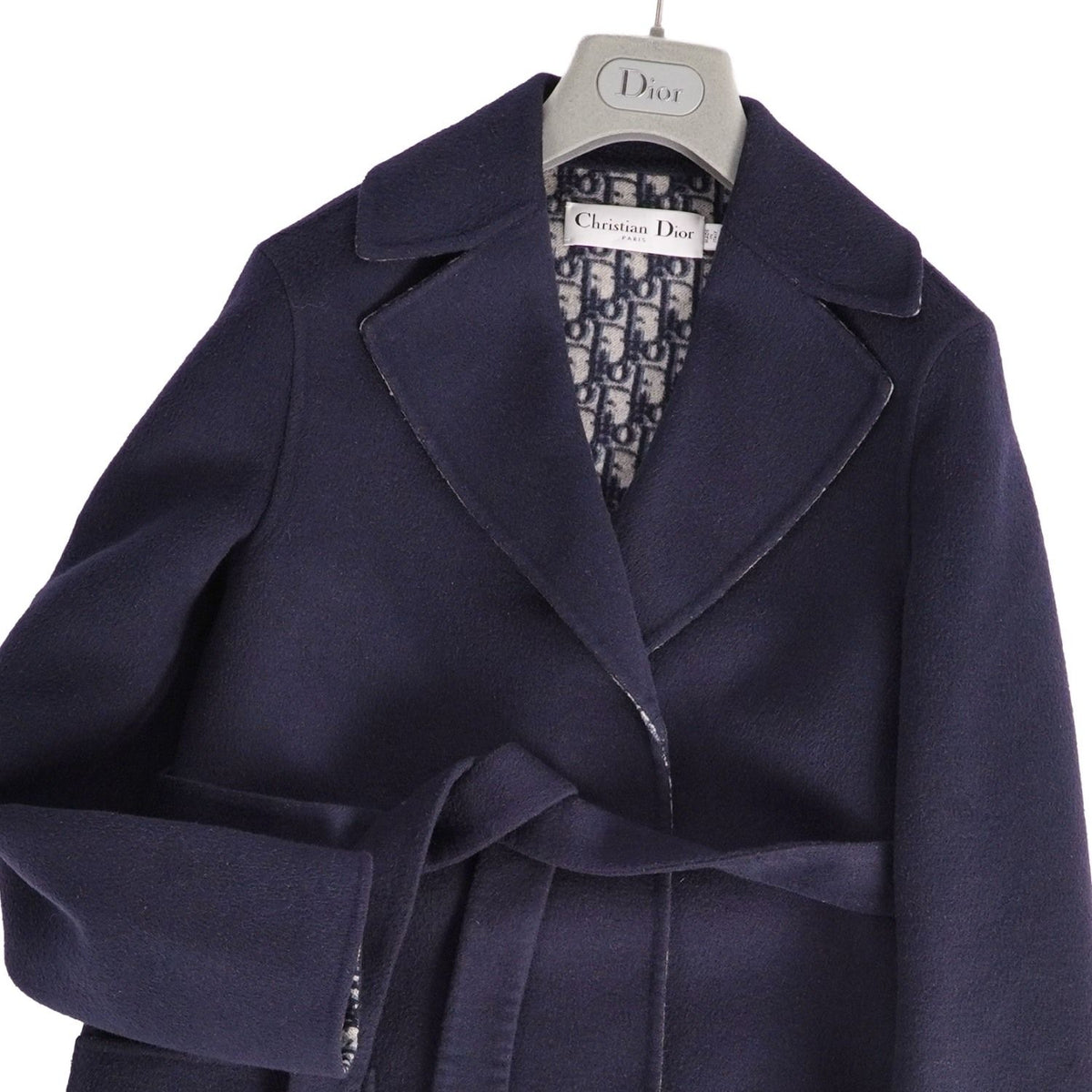 Dior Coat Long with Belt Buttonless Double Face Lining Oblique Usa Wool Silk 4 — view 2