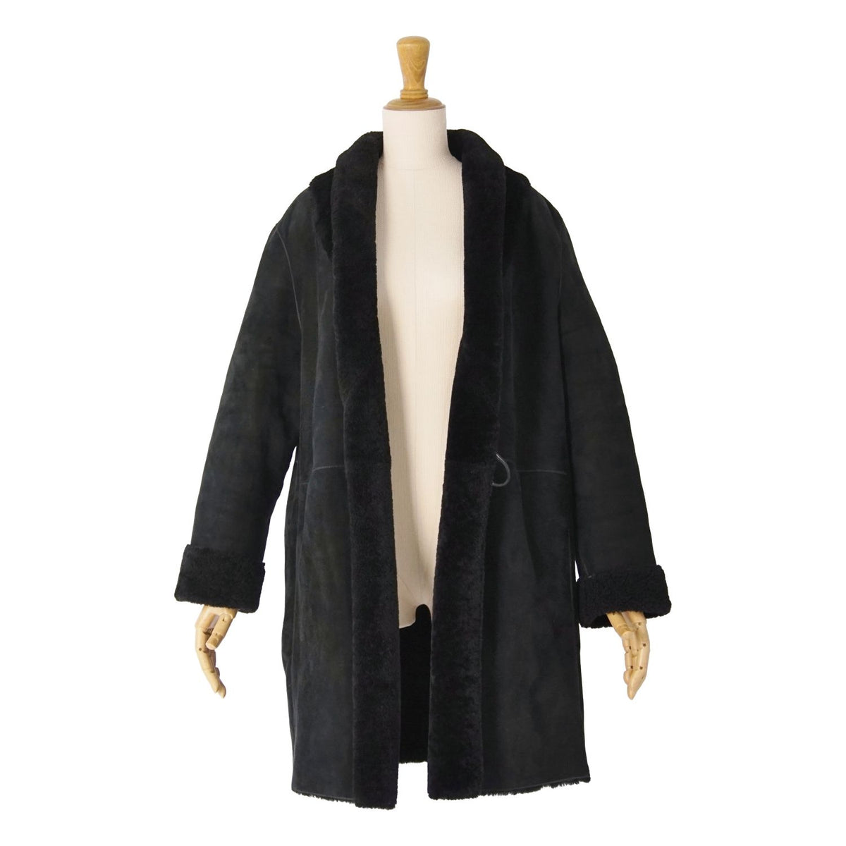 Loewe Coat Long Shearling Black 40 — view 4