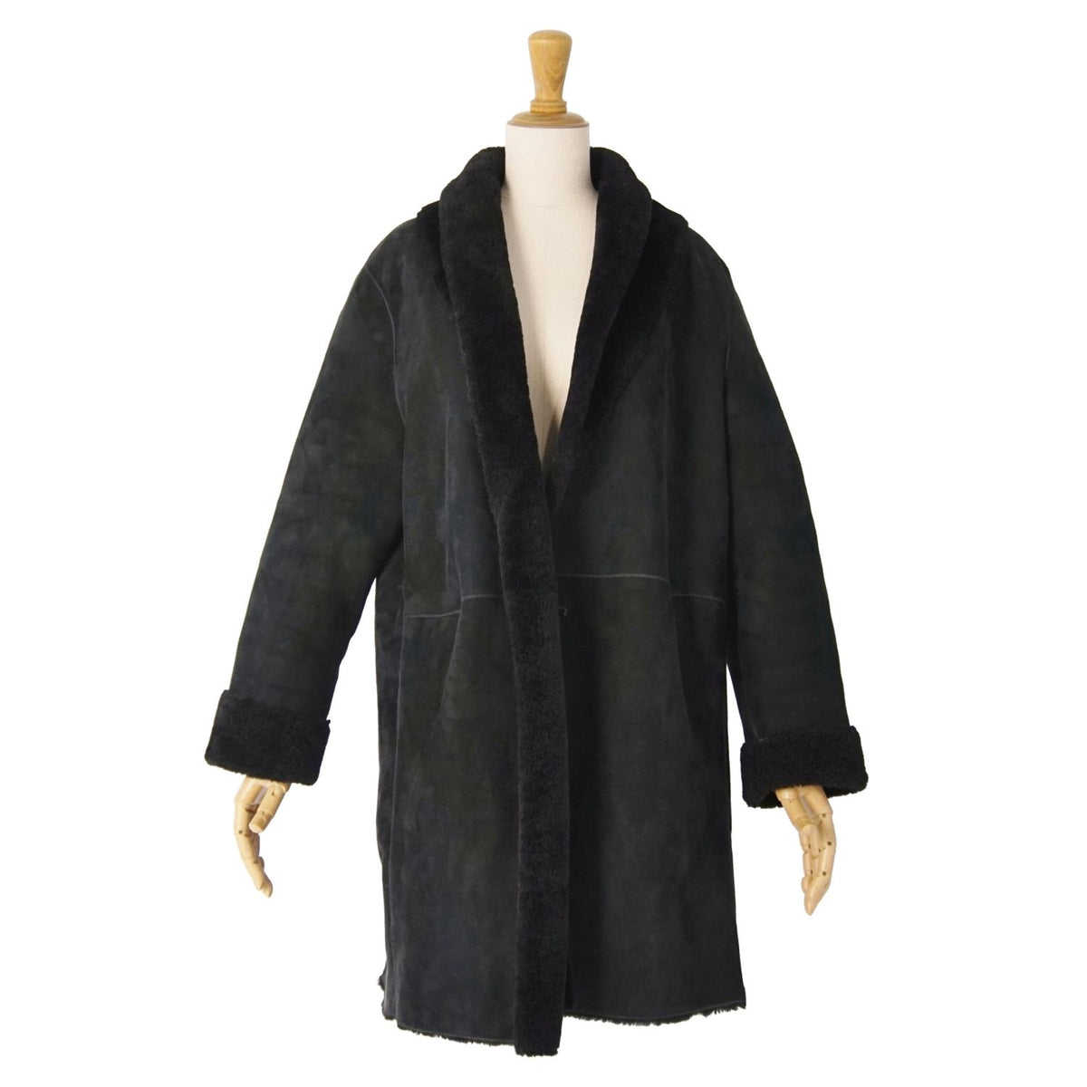 Loewe Coat Long Shearling Black 40 — view 3