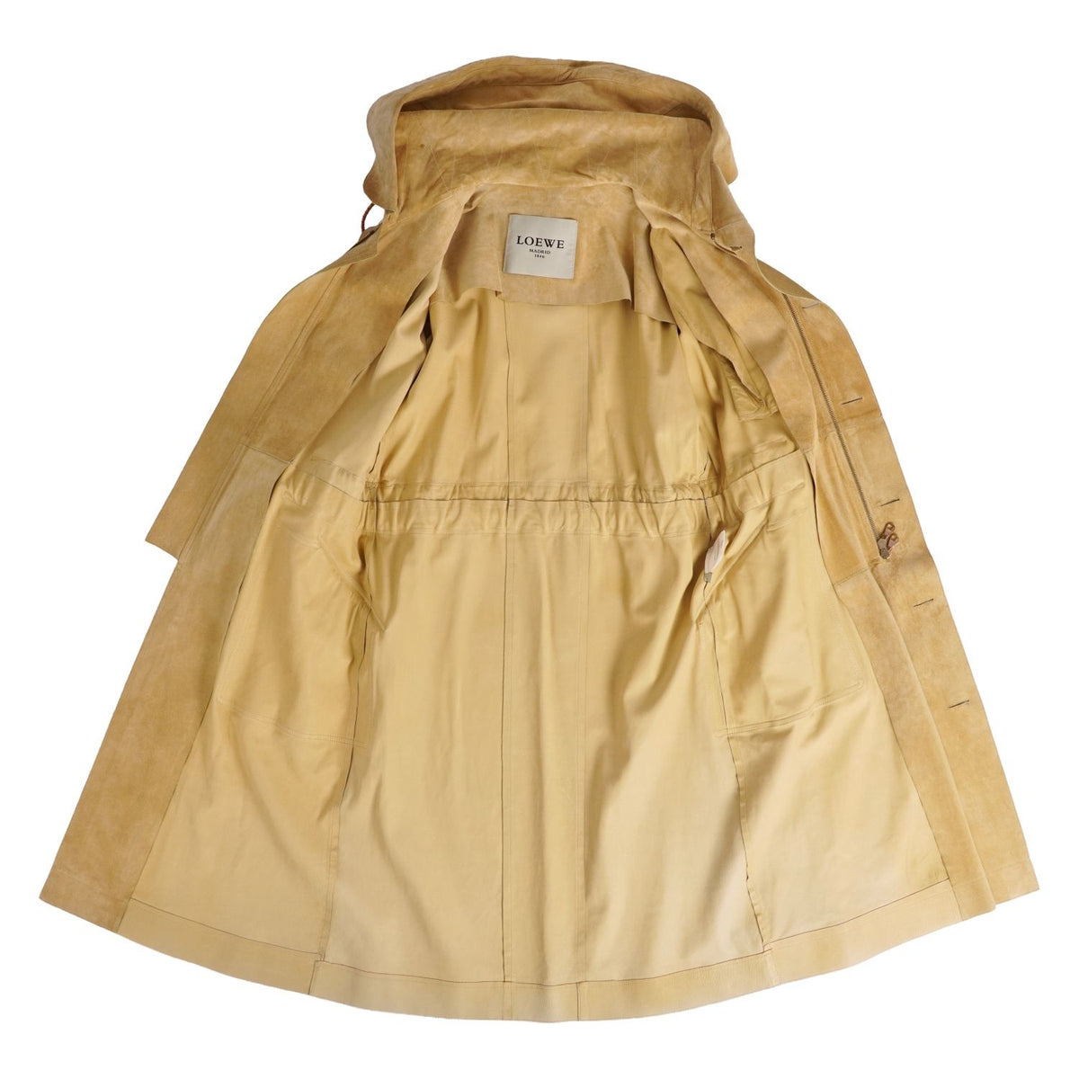 Loewe Coat Long Hooded Suede Leather Beige 36 — view 5