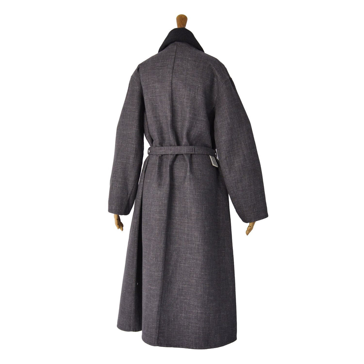 Hermes Coat Long Double Face Belt Outer Cashmere Silk Gray 34 — view 6