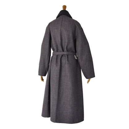 Hermes Coat Long Double Face Belt Outer Cashmere Silk Gray 34 — view 6