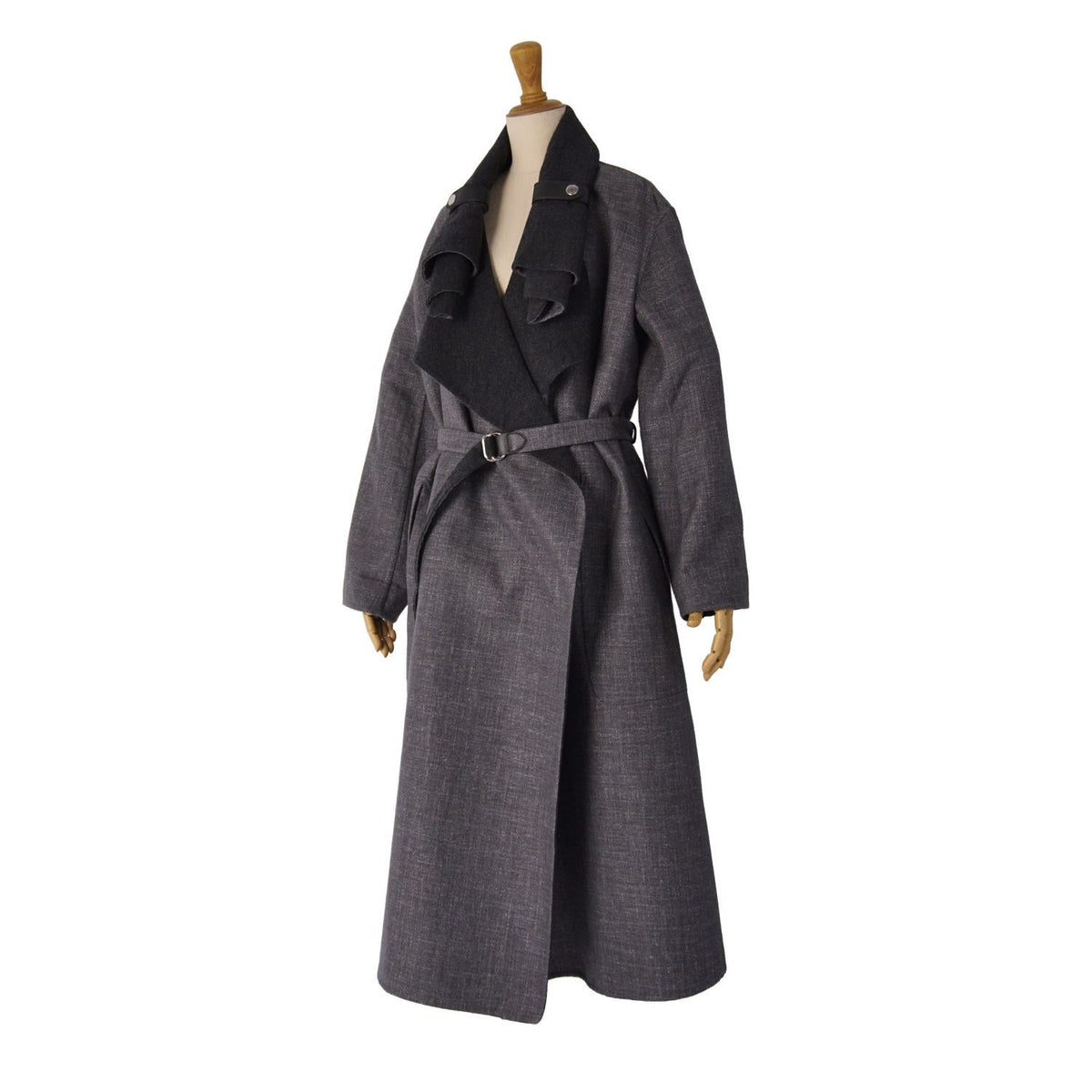 Hermes Coat Long Double Face Belt Outer Cashmere Silk Gray 34 — view 5